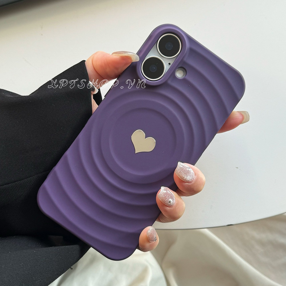 Magnetic Silver Love Heartเคสโทรศัพท์สําหรับiPhone 16 Pro Max 16 Plus 15 Pro Max 14 13 12 11 Pro Maxกันกระแทกป้องกันปลอกอ่อน