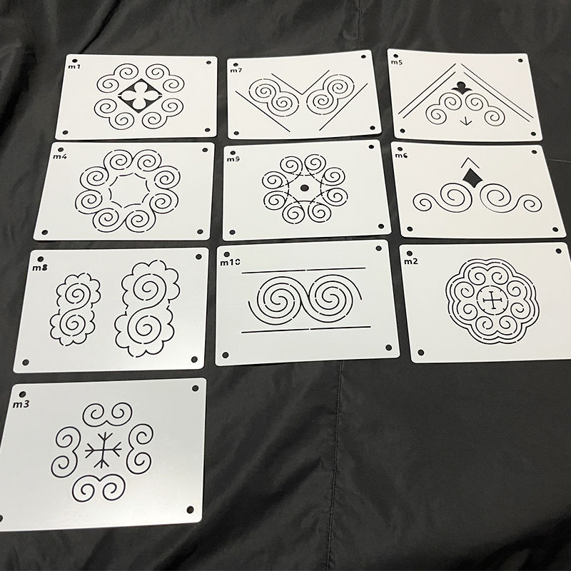 Yixi Sashiko เย็บปักถักร้อย Hollow Template ไม้บรรทัด Miaozu เสื้อผ้าผ้าเย็บปักถักร้อยมือรูปแบบเย็บปักถักร้อยพลาสติกกราฟิกถูเครื่องมือในโกดัง