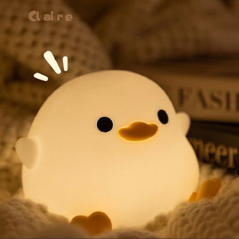 COD เป็ดไฟกลางคืน น่ารัก สําหรับเด็กไฟนอนหลับซิลิโคนอ่อนนุ่มพร้อมการชาร์จ ยูเอสบี เซ็นเซอร์สัมผัสไฟกลางคืน Claire