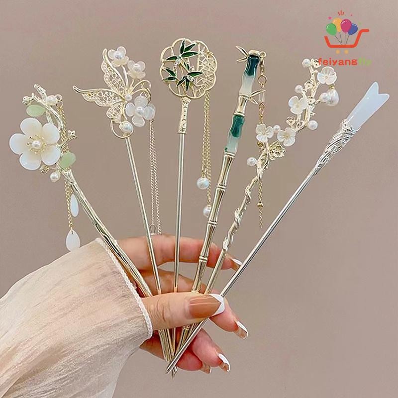 [OB] คลาสสิกจีนผม Stick Pins สําหรับผู้หญิงผีเสื้อดอกไม้ Star Fresh Handmade Hairpins Charm เครื่องประดับอุปกรณ์เสริมผม TH