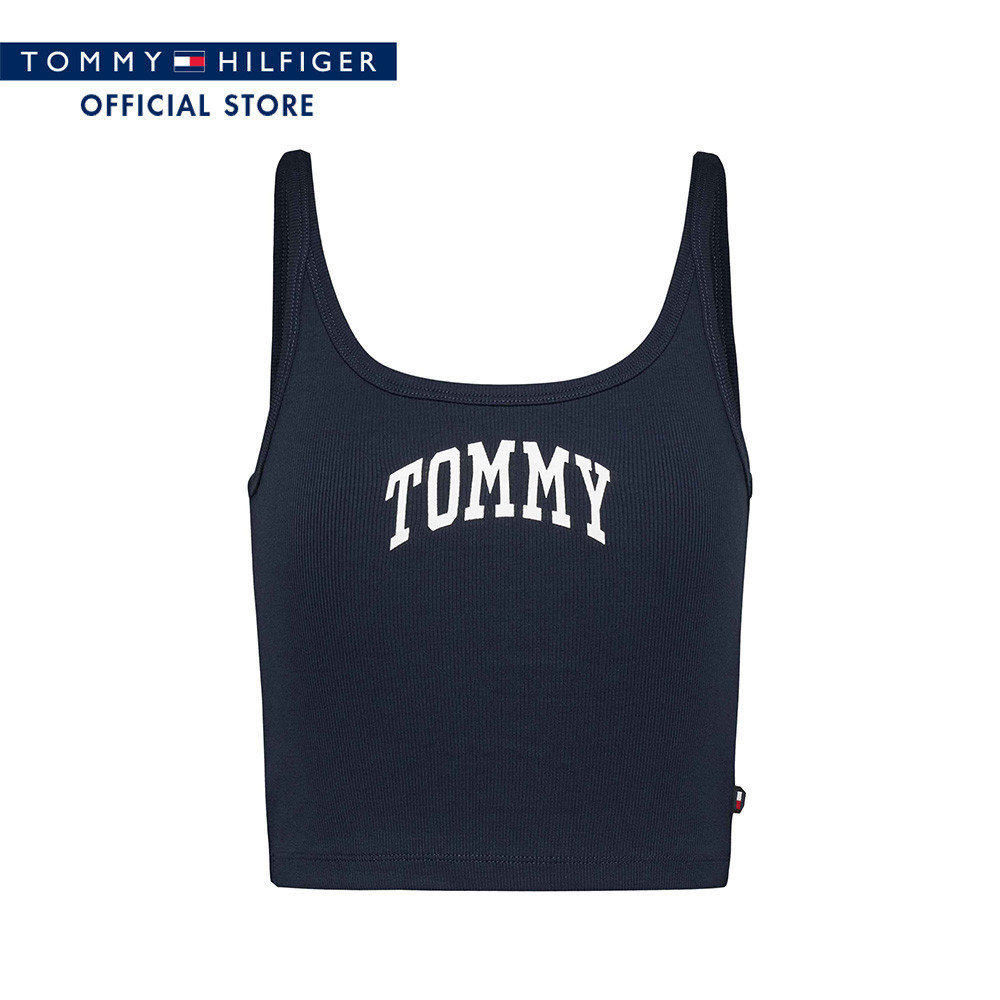 Tommy Hilfiger เสื้อกล้าม ผู้หญิง รุ่น DW0DW19289 C1G - สีน้ำเงิน ทรง Cropped Fit