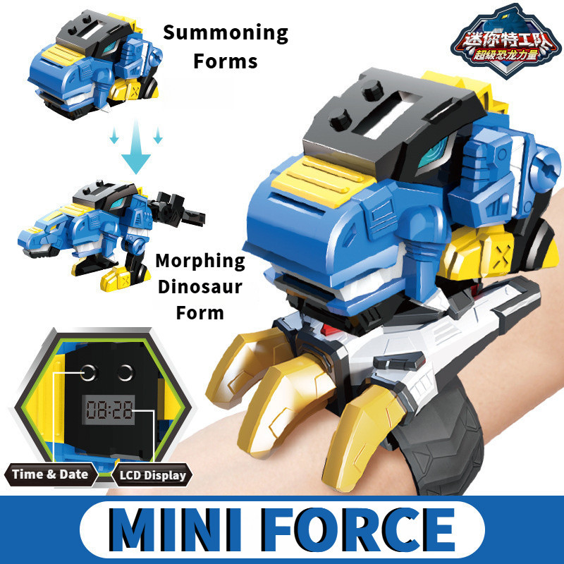 Mini Agent Team Dinosaur Transformer Toy Miniforce Mini Agent X นาฬิกา Mecha หุ่นยนต์ไดโนเสาร์นาฬิกาของเล่น Volt Max Lucy Sammy Transformer KidsToy ของเล่นเด็กผู้ชาย