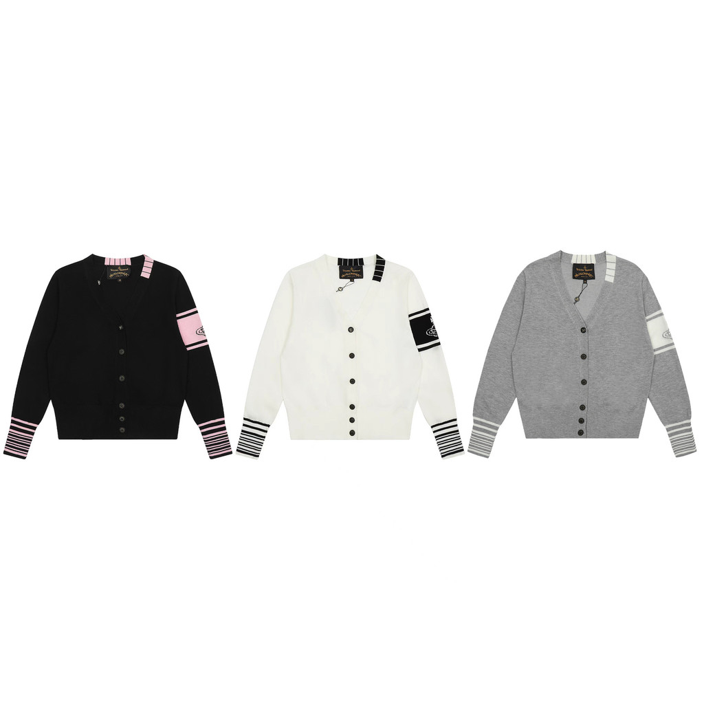 Vivienne Jacquard Stripe Contrast Color เสื้อแจ็คเก็ตสำหรับผู้หญิง