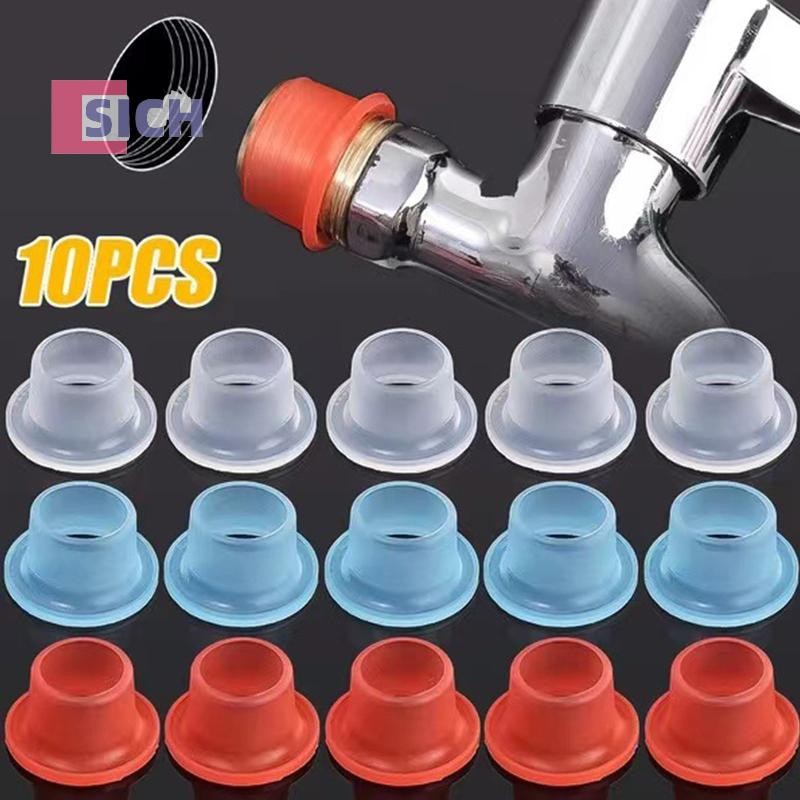 [Sich] 10 ชิ้น Universal ก๊อกน้ํารั่วปะเก็นปิดผนึกซิลิโคนท่อก๊อกน้ําปลั๊กเกลียวท่อป้องกันหยดรั่วปลั๊กใหม่