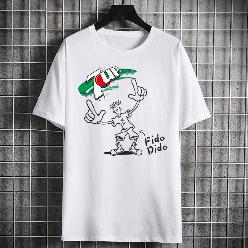 เสื้อยืดแขนสั้น  Pepsi 7Up Fido Dido It S Cool Retro Men T Shirt เสื้อยืดลำลองฤดูร้อนผ้าฝ้ายที่กำหนดเองนุ่มสบายต้นฤดู