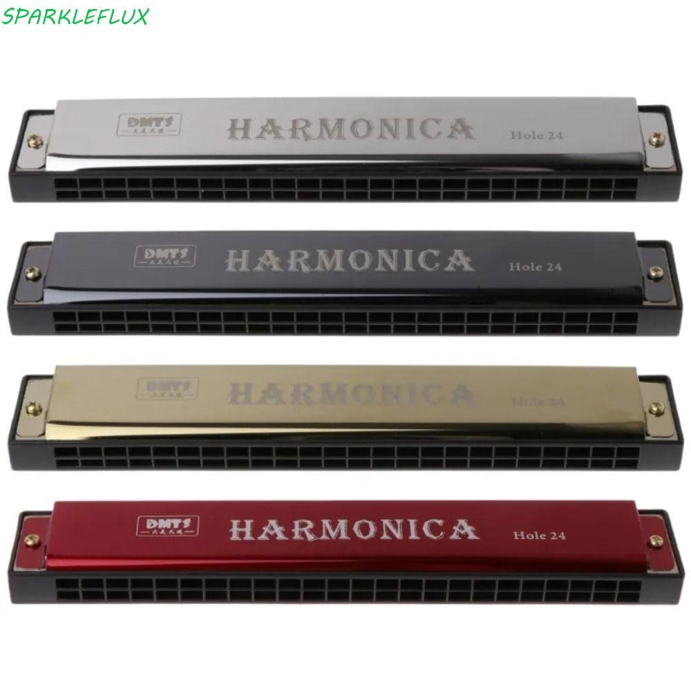 Sparkleflux ฮาร์โมนิก้า 24 หลุม, คู่แถว Professional C-key Harmonica, Early Education ของเล่นเริ่มต้น Tremolo Harmonica Blues Harmonica นักเรียน