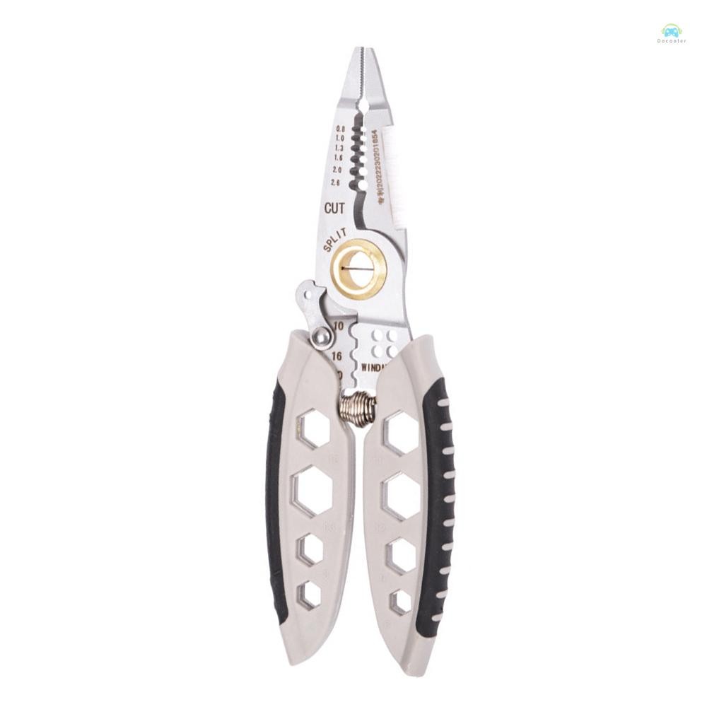 【จัดส่งด่วนในพื้นที่】  ท้องถิ่น กรรไกร 7 นิ้ว Multi-Function Wire Stripper Professional 22-10 AWG คีมปอกสายไฟแบบพกพาเครื่องตัดสาย Crimping คีมพร้อมฟังก์ชั่นประแจ Self-Locking ปุ่ม