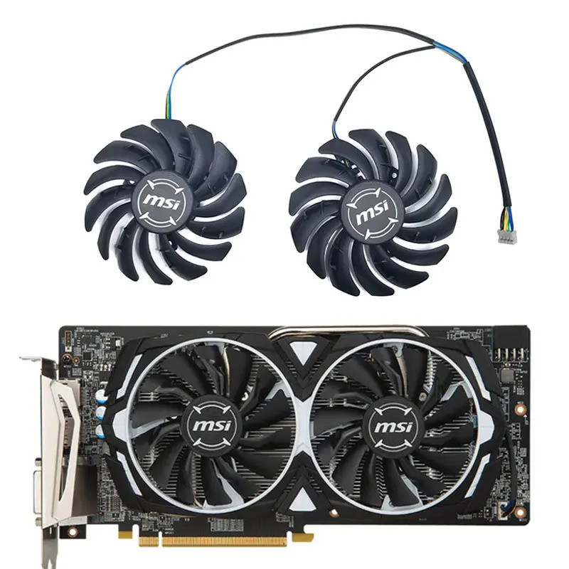 พัดลมระบายความร้อนสําหรับ MSI RX470 480 RX 570 580 ARMOR P106-100 Mining กราฟิกการ์ดพัดลมเปลี่ยน 85 มม.4PIN PLD09210S12HH GPU พัดลม