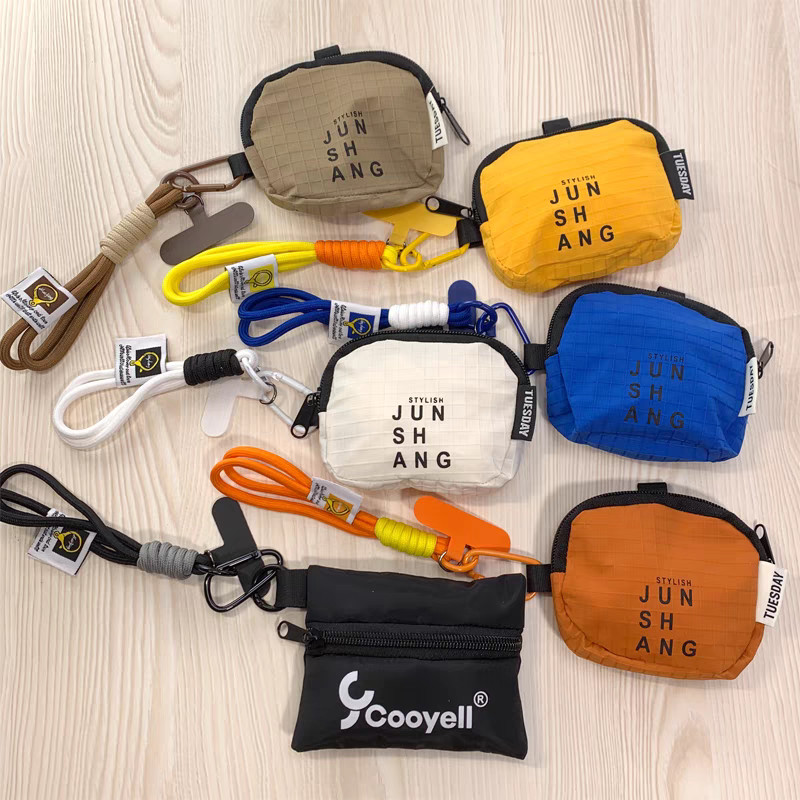 ทําเอง กระเป๋าใส่เหรียญจุนแฟชั่นเชือกเส้นเล็กสั้นหูฟังกระเป๋าเก็บจี้สากล