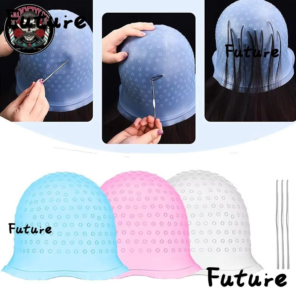 หมวกทําสีผม FUTURE พร้อมตะขอหมวกไฮไลท์ทําสีผมซิลิโคน, เครื่องมือจัดแต่งทรงผมผมแบบใช้ซ้ําได้
