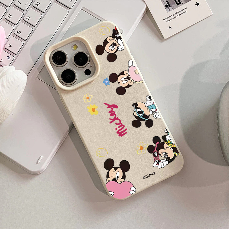 ฝาครอบโทรศัพท์นุ่มได For iPhone11 13 15 เคส ไอโฟน12 14 ProMax 7 8Plus X XR XS Maxมิกกี้รูปหัวใจ