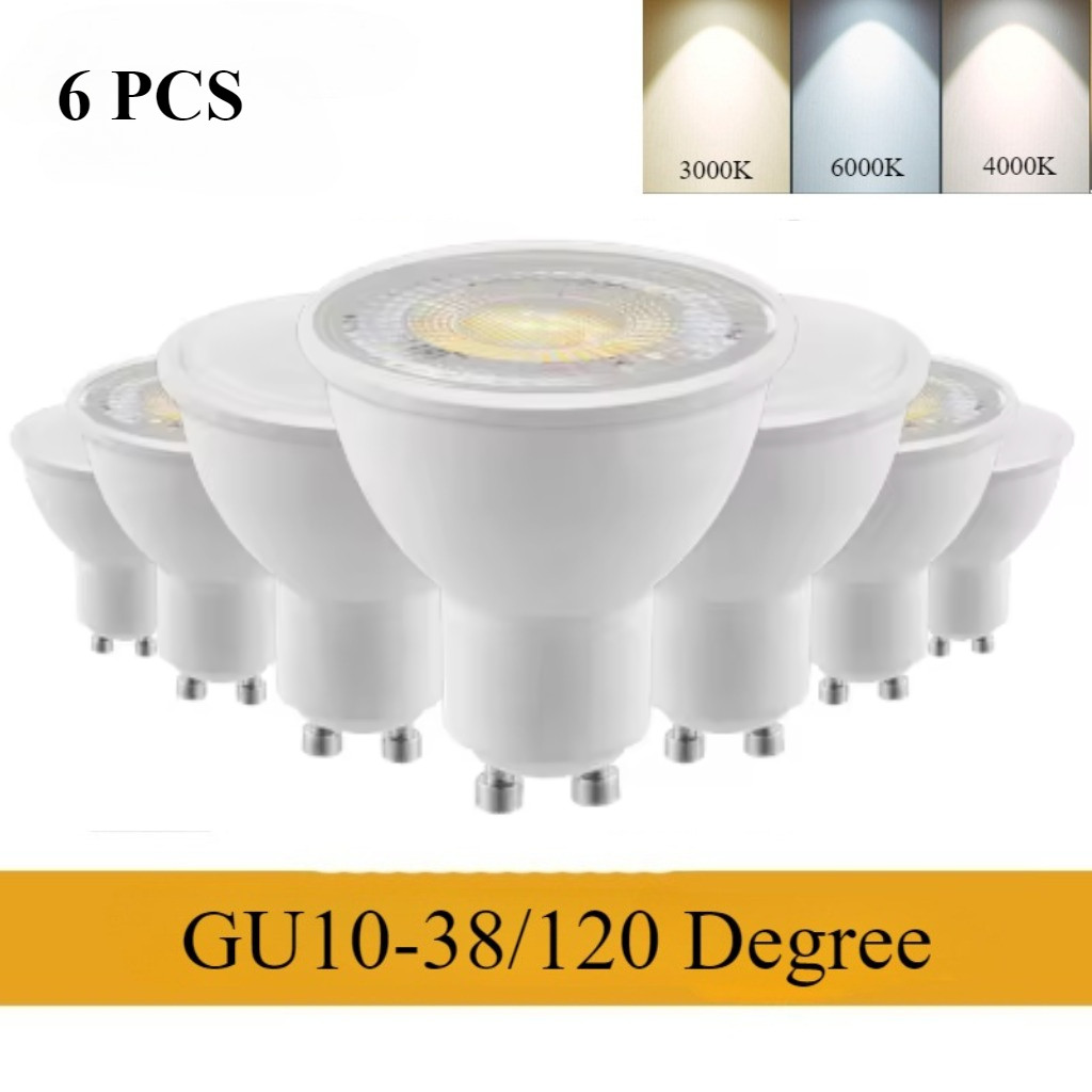 6 ชิ้น Led COB Spotlight GU10 5 วัตต์ 7 วัตต์ 9 วัตต์ 38/120 องศาหลอดไฟ 220 โวลต์ในร่ม 3000 พัน 6000 พัน 4000 พันสามสี