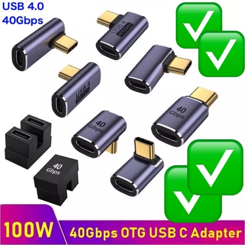 ส่งไว ประกัน1ปีเต็ม! USB4.0 40Gbps OTG อะแดปเตอร์Thunderbolt3 8K 60Hz 100W 5A C USB C To C