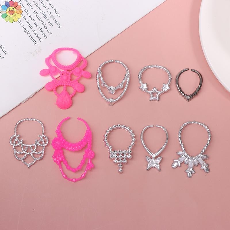 GOGO 10 ชิ้นตุ๊กตา Electroplated Crown สร้อยคอ Earstuds สร้อยข้อมือต่างหูจี้ Pack อุปกรณ์เสริม Dressing ตุ๊กตาเจ้าหญิงของเล่น TH