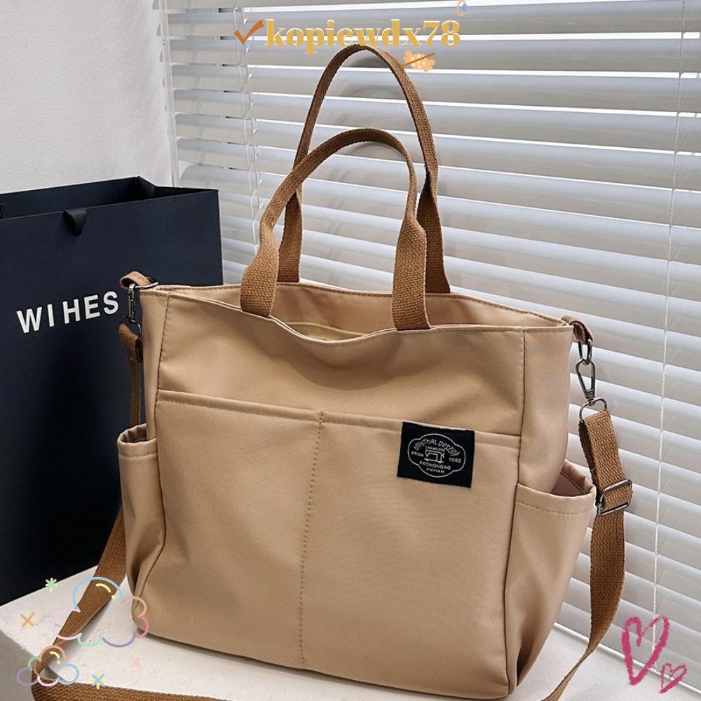 KOPIEWDX78 กระเป๋าสะพายผ้าใบผู้หญิง Casual Tote แฟชั่นขนาดใหญ่หลายซิป สําหรับคุณแม่