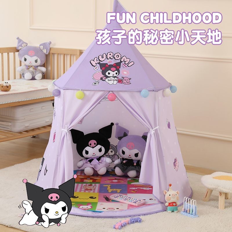 เต็นท์เด็ก Kuromi & My Melody ปราสาทในร่ม/กลางแจ้ง พับได้ พกพาสะดวก ของขวัญวันเกิดสําหรับเด็กชายหญิง EGFH