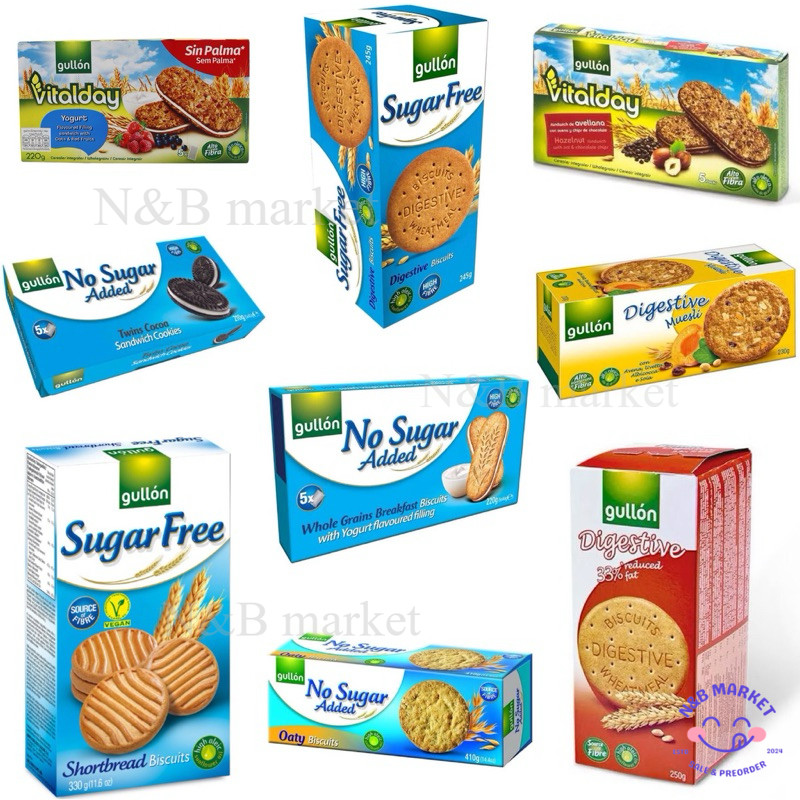 Gullon biscuits กูยองบิสกิต ปราศจากน้ำตาล ขนมไม่มีน้ำตาล นำเข้า มีให้เลือก6แบบ