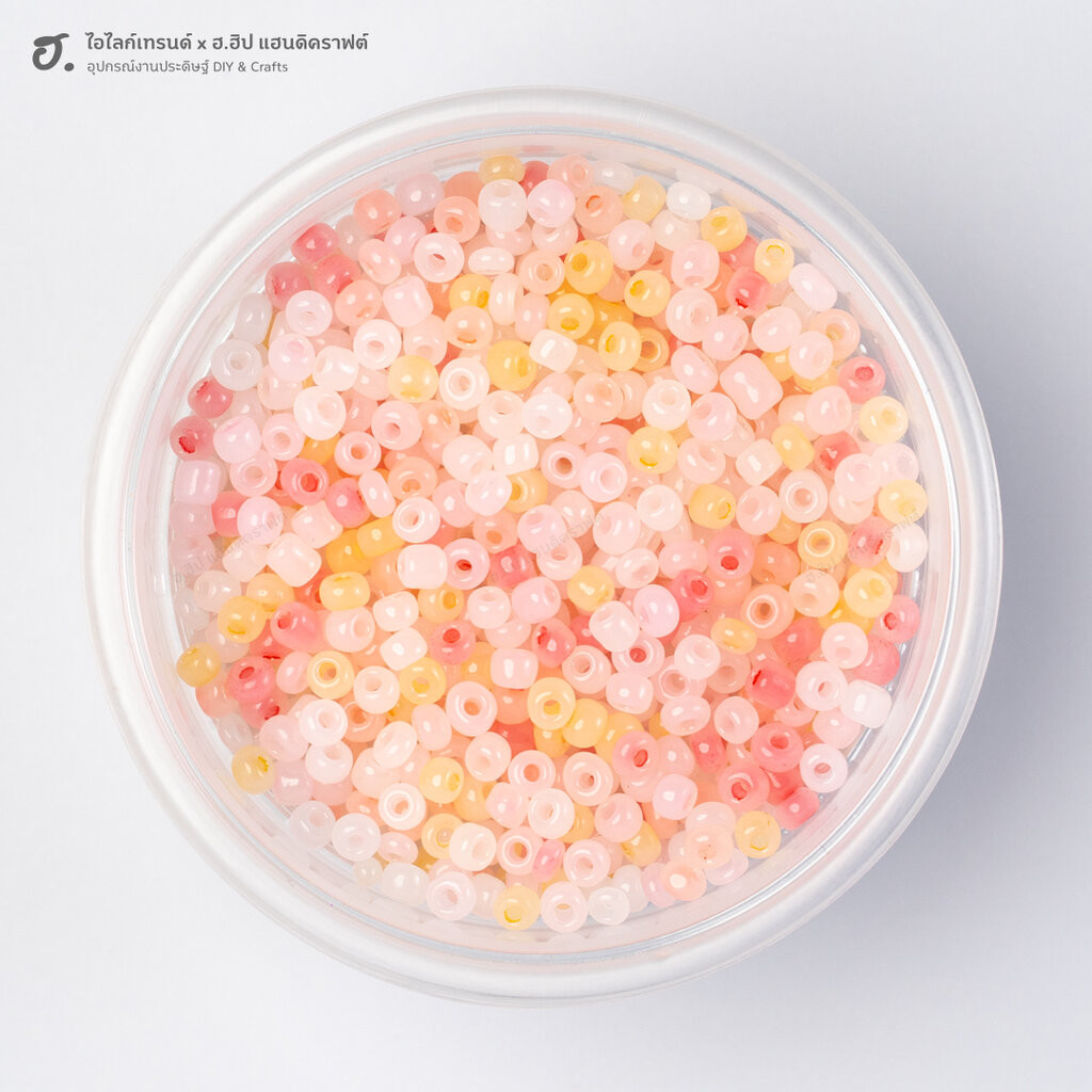 ลูกปัดเม็ดทราย ขนาด 3 มม. คละสีพาสเทล Peach & Cream Mix