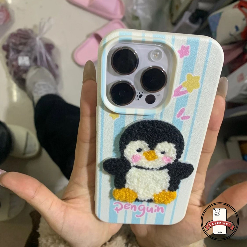 การ์ตูนนกเพนกวินน่ารักเบอร์เกอร์กราฟิติตัวอักษร เคส IPhone 17 11 15 16 13 14 12 Pro Max XS Max X 8 7 15 16 14 Plus XR - รูปที่ 5