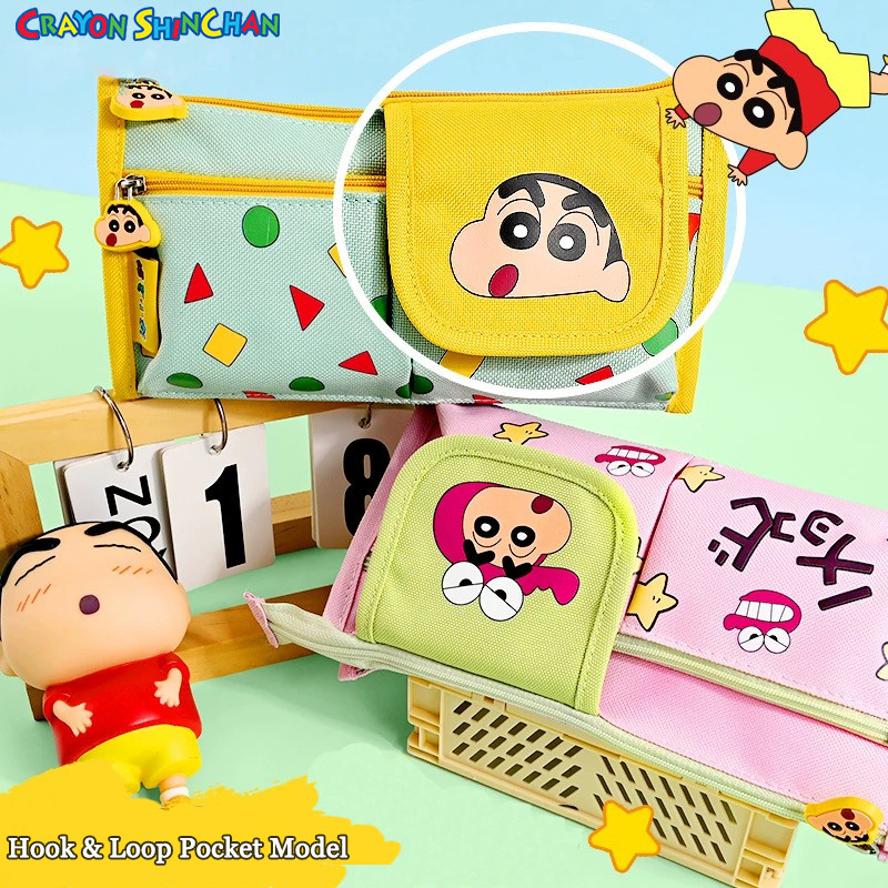 Crayon Shin-Chan กล่องดินสอกระเป๋าปากกามัลติฟังก์ชั่นความจุขนาดใหญ่กรณีเครื่องเขียนกระเป๋าเครื่องสําอางอุปกรณ์การเรียน
