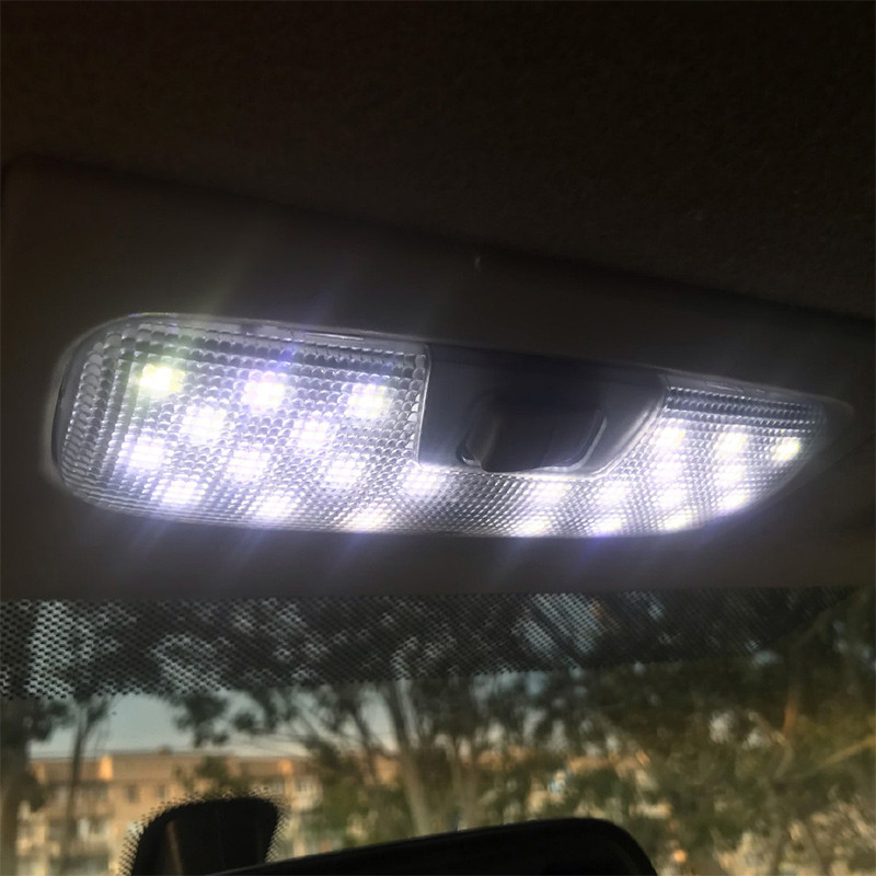 Ice Blue White ไฟภายในรถ LED โคมไฟอ่านหนังสือสําหรับ Ford Ecosport Focus 2 MK2 2007 2008 2009 2010 2011-2014 หลังคา LED โคมไฟ