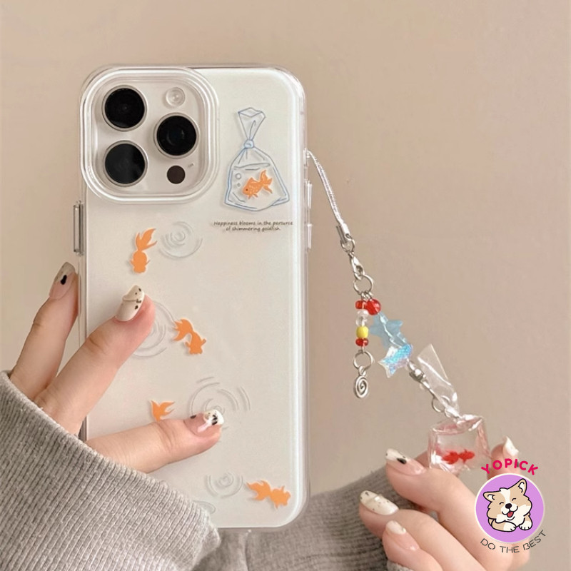ฤดูร้อนปลาทองน้อยเคสโทรศัพท์สําหรับiPhone 11 12Pro 13 14Plus 15Pro Max 16Plus 16Pro XR XS Max 7 8Plusสุนัขสาวสร้างสรรค์ฝาครอบโทรศัพท์BB