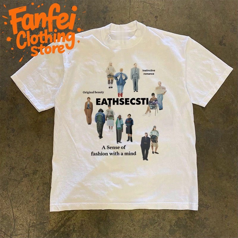 (จัดส่งตลอด 24 ชั่วโมง)Fanfei Cotton T-shirt，เสื้อยืดแขนสั้นพิมพ์ตัวอักษรแฟชั่นสบาย ๆ