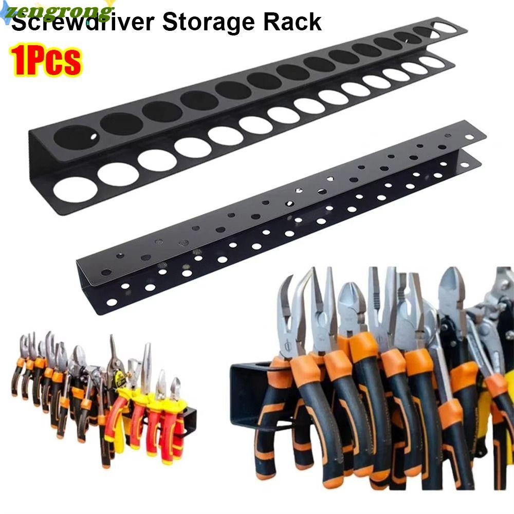ZENGRONG 1 ชิ้นสกรู Organizer, Heavy Duty ไขควงสีดําชั้นเก็บ, Wall Mount คีมเหล็กผู้ถือฮาร์ดแวร์เครื่องมือ Organizer