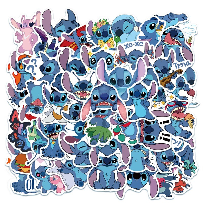50 ชิ้นน่ารักการ์ตูน Lilo & Stitch สติกเกอร์ DIY ไดอารี่แล็ปท็อปกระเป๋าเดินทางสเก็ตบอร์ด Graffiti Decals ของเล่นเด็ก