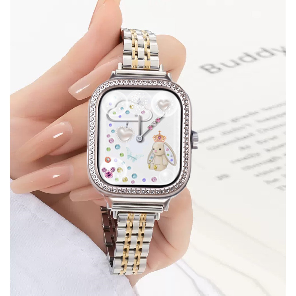Stainless Strap For Redmi watch 6 สาย Metal Redmi watch 6 เคส Steel Redmi Watch 5 Active สาย Bling สาย  Redmi Watch 5 Active Case Redmi Watch 5 lite Strap Metal Redmi Watch 4 เคส Redmi Watch 5 Strap PC Redmi Watch 3 active Case สาย Redmi watch 6 Strap