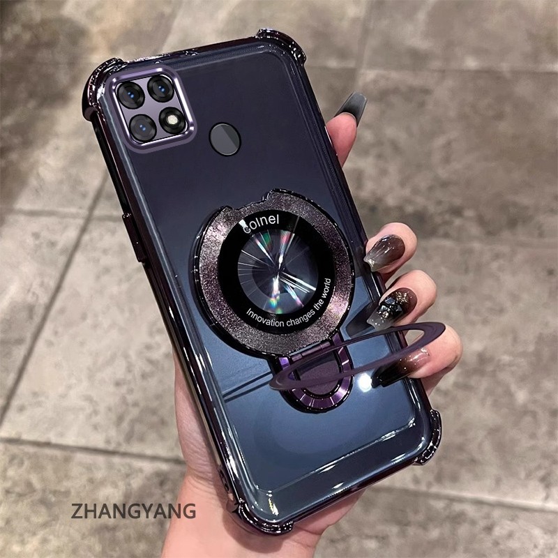 สําหรับ OPPO A15 A15S Clear Case หนาฝาครอบชุบซิลิโคน ShockProof เคสโทรศัพท์ CCCCA9