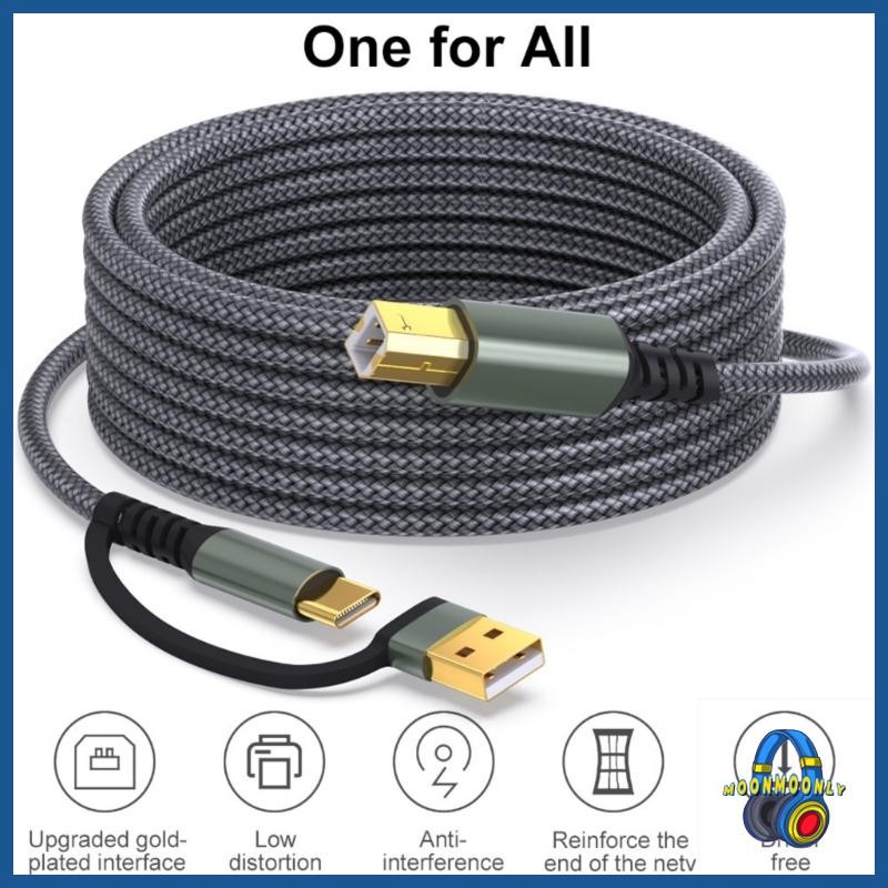 MOON 1m 2m 3 0m 5m สายเครื่องพิมพ์ USB Type C ถึง USB B Data Cord สําหรับเชื่อมต่อเครื่องพิมพ์สแกนเน