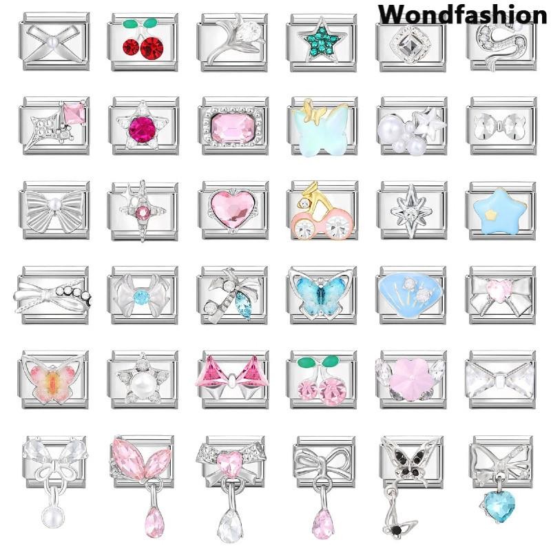 ผีเสื้อเชอร์รี่อิตาเลี่ยนสร้อยข้อมือ Charm Fit 9 มม.สร้อยข้อมือสแตนเลส DIY เครื่องประดับทําอุปกรณ์เสริม Retro บุคลิกภาพโมดูลสร้อยข้อมืออุปกรณ์เสริม