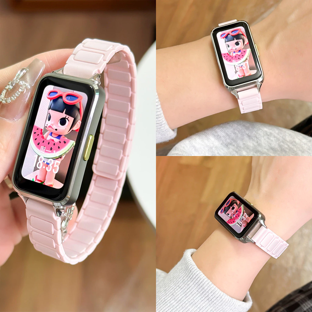 สายรัดห่วงแม่เหล็กสําหรับ Huawei Band 11 / 11 Pro / 10 9 NFC อุปกรณ์เสริมสายรัดกีฬาสําหรับ Huawei Band 8 สร้อยข้อมือซิลิโคน