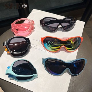 แว่นตากันแดดแบบพับได้สีสันสดใสสําหรับเด็กกีฬากลางแจ้งกันลม