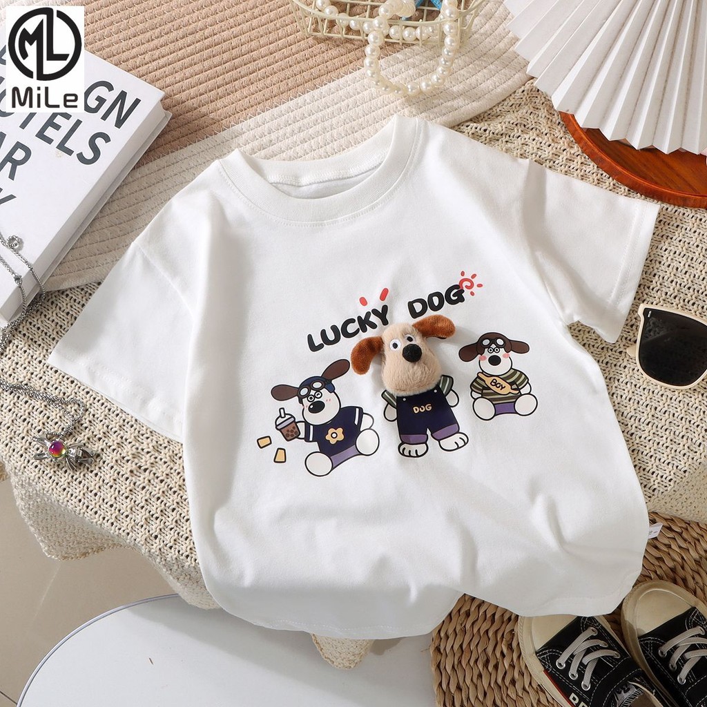 [ML] 90-150 ซม.เด็กตุ๊กตาสามมิติผ้าฝ้ายแท้เสื้อยืดแขนสั้นการ์ตูนเวอร์ชั่นเกาหลี Baby Top