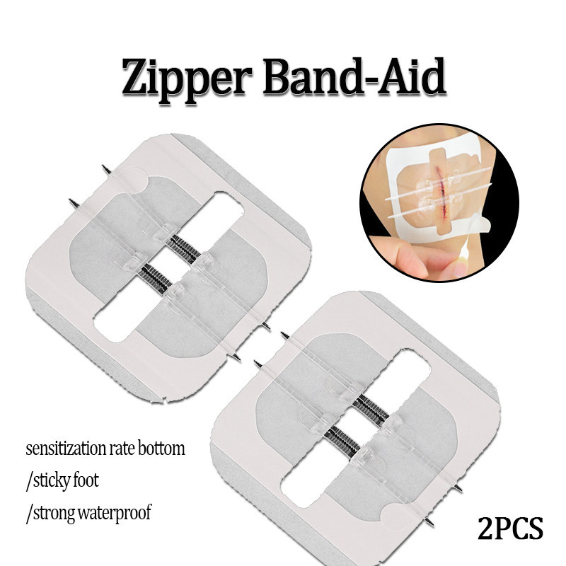 2PCS Medical Skin Wound Suture Device Zipper Wound Closure Hemostatic Band-Aid Tension Reducer Caesa