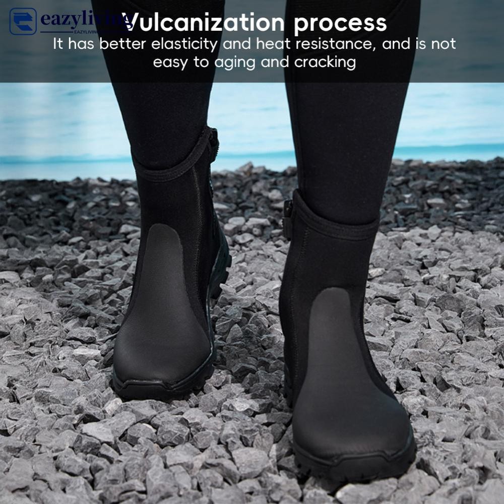 EAZYLIVING 1 คู่ 5 มม.High-Top Hard-Soled รองเท้าดําน้ํากลางแจ้ง Beach Canyoning ดําน้ําดูปะการัง Fl
