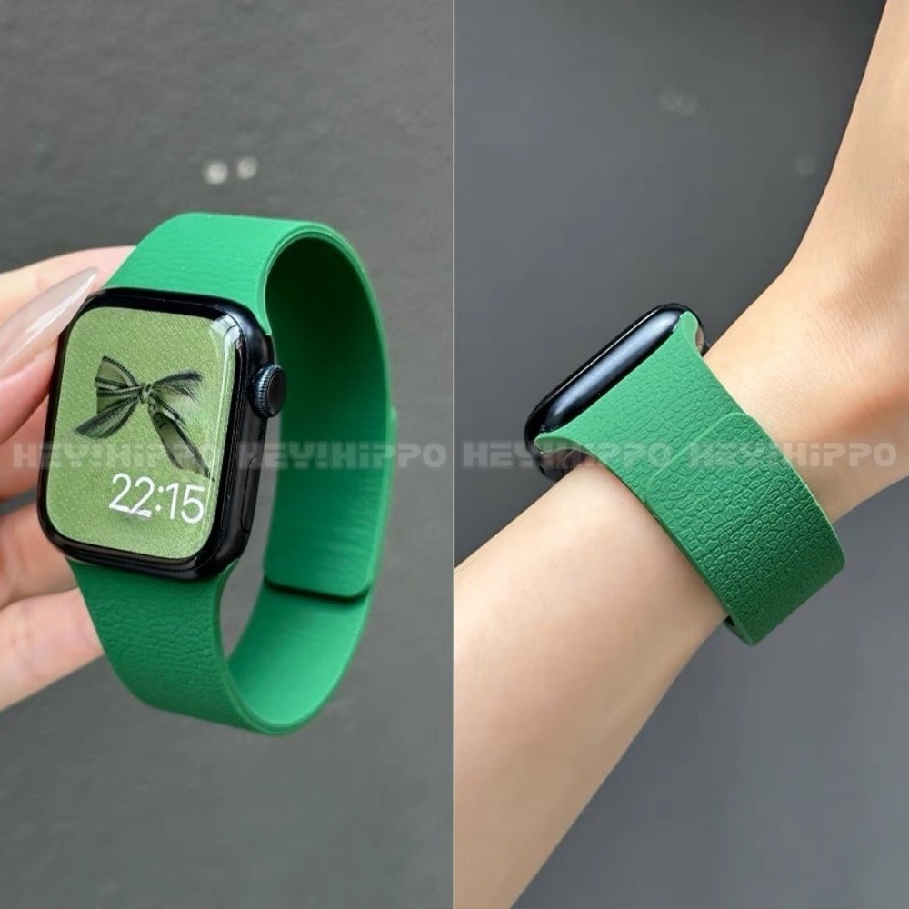 สายสีโคลเวอร์เหมาะสําหรับสมาร์ทวอทช์ซีรีส์ 10/9/8/7/6/5/SE/4 สายแม่เหล็กเนื้อลิ้นจี่เหมาะสําหรับ iwatch 49/46/45/44/42/41/40/38 มม.