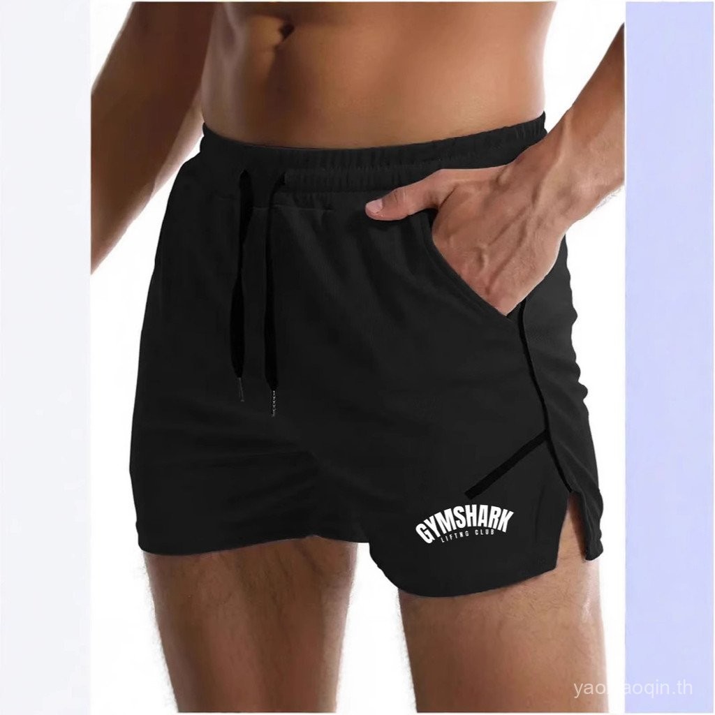 ขาสั้นกีฬา GYMSHARK แบบตาข่ายแห้งเร็วสำหรับผู้ชาย กางเกงฟิตเนสบางสบายสำหรับวิ่งและฝึกซ้อมที่ระบายอากาศได้ cy-3