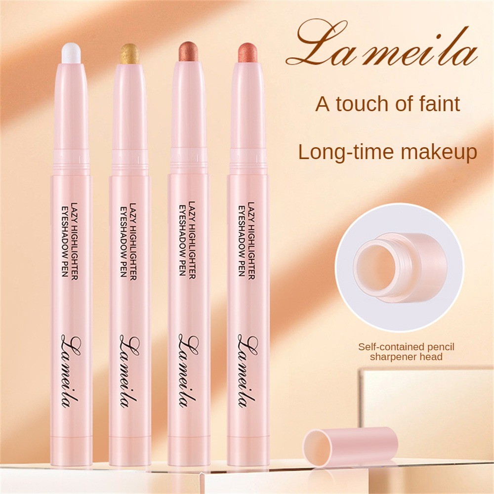Lameila อายแชโดว์สติ๊ก เมคอัพ Lazy Pearlescent อายแชโดว์สติ๊กหมุน คอนทัวร์ แชโดว์ ไฮไลท์ ลิป ไบรท์เทนนิ่ง ออลอินวัน มัลต