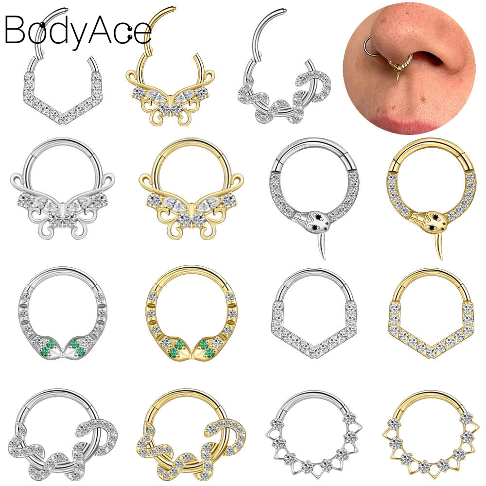 Bodyace 1 Pc Stianless แหวนจมูกเหล็ก 16G