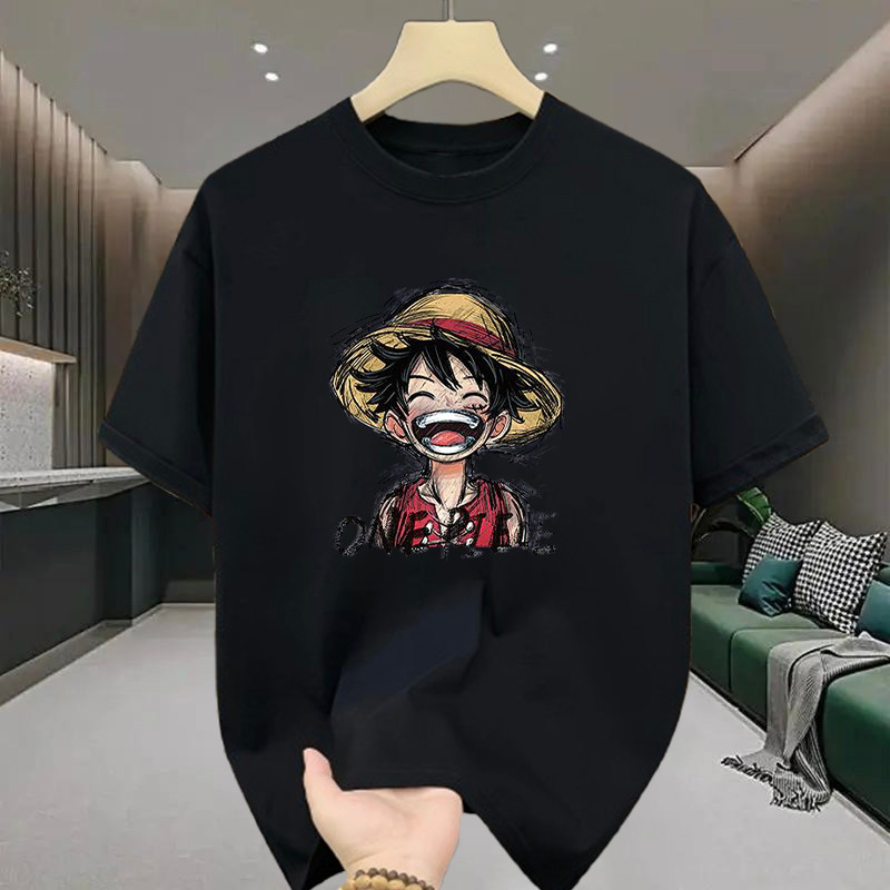เสื้อยืดผู้ชายคอกลม แขนสั้น เสื้อยืดสุดเท่ สกรีนลายการ์ตูนสุดฮิต เสื้อยืดสตรีทแฟชั่นเมกาเท่ๆ โอเวอร์ไซส์คนอ้วน ไซส์ใหญ่