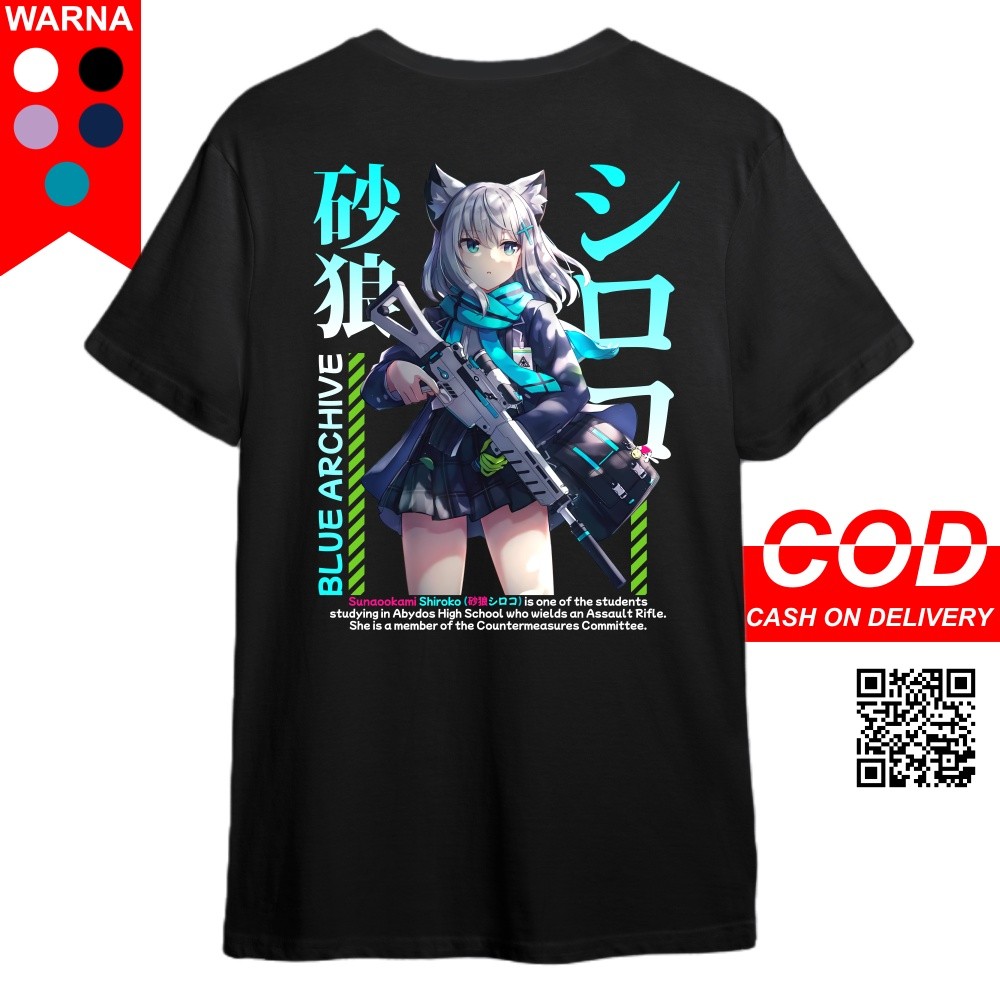 SHIROKO BLUE ARCHIVE T-SHIRT - MENS & WOMENS DISTRO เสื้อยืด ANIME & GAME BLUE ARCHIVE SHIROKO SUNAO