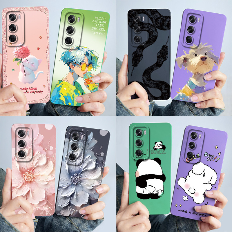 สําหรับ OPPO Reno 12 5G เคสโทรศัพท์ CPH2625 ฝาครอบซิลิโคนอ่อนนุ่มหวานทาสีการ์ตูนเปลือกน่ารักพิมพ์ป้องกัน Coque ปลอก