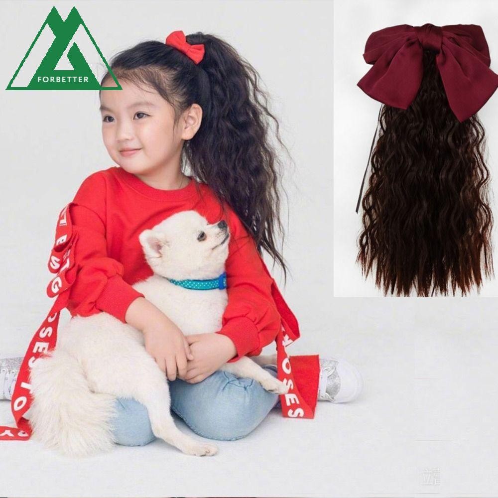 Forbetter โบว์สีแดง Knot หางม้าทุกวันนุ่มหยักเด็ก Headwear ของขวัญวันเกิดเด็กสาวตกแต่งน่ารักต่อผม