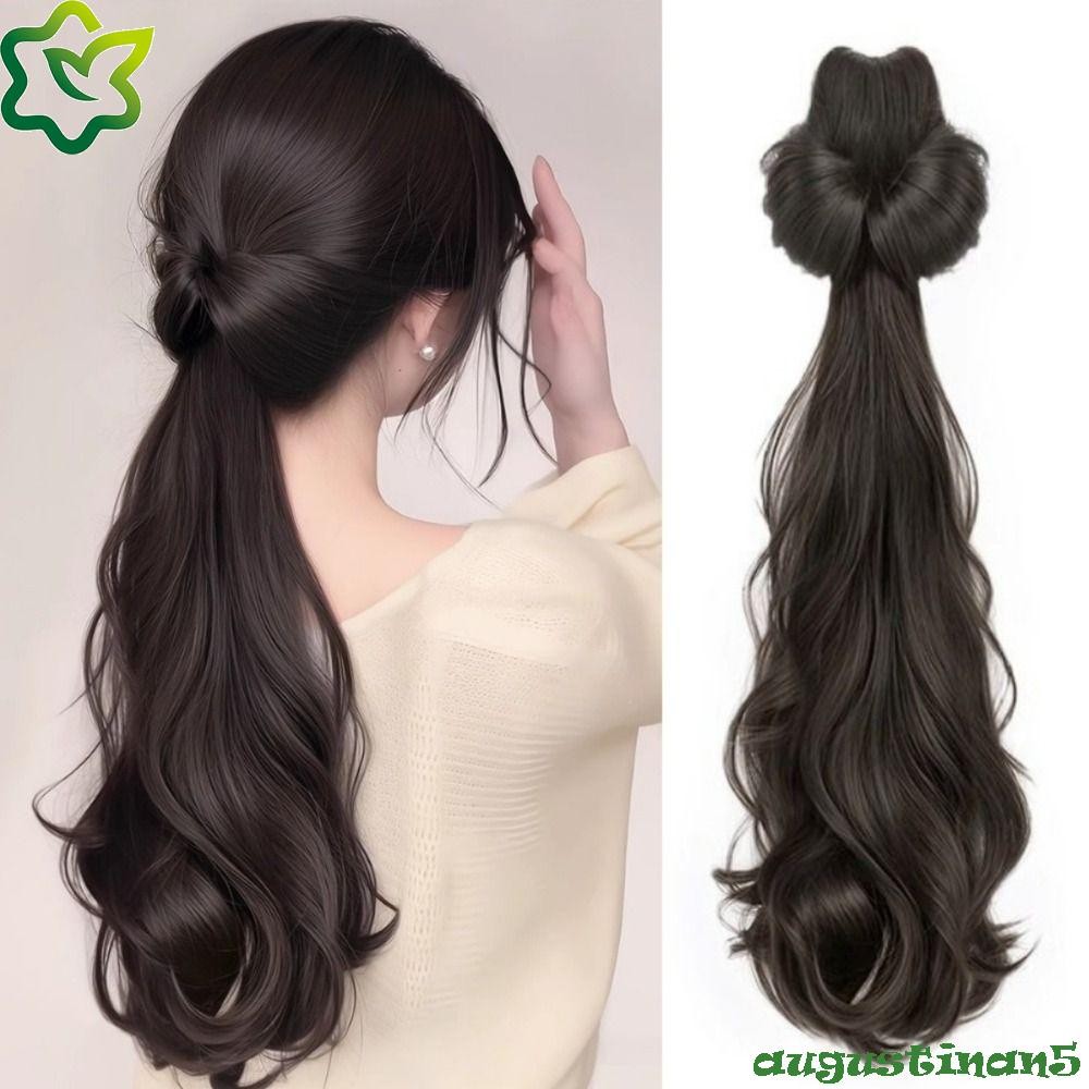 ออกัสติน ยาวหยักกรงเล็บผมหางม้า,หยิกสไตล์เกาหลีผมหางม้าผมหางม้า,วินเทจธรรมชาติต่ําผมหางม้าปลอมหัวบอลวิกผมสาว