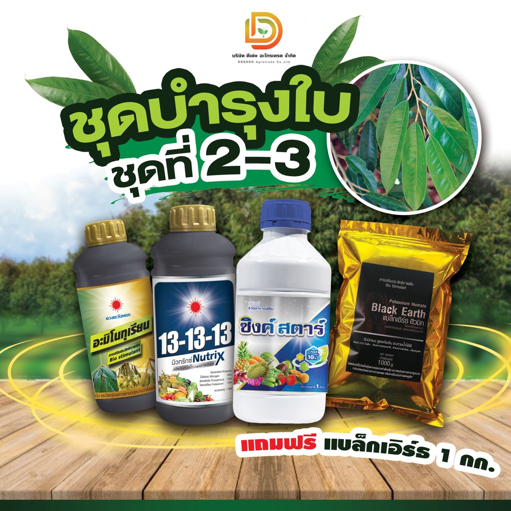#ชุดบำรุงใบ ขยายขนาดใบ #ดวงตะวันเพชร ทำใบชุดที่ 2-3 ( อะมิโนทุเรียน+ซิ้งค์สตาร์+13-13-13+แถม แบล็กเอิร์ท )