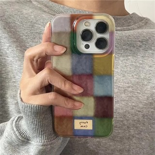 Vortex รูปแบบสีตาราง Splicing ซิลิโคนนุ่มสําหรับ iPhone 16 17 Pro Max 15 14 13 12 11 16e XS XR X SE 7 8 16 Plus ฝาครอบ