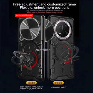 Honor X9C สมาร์ทแม่เหล็กรถผู้ถือแหวนสําหรับ Honor X9d X9C X9A X9B HonorX9C 5G หรูหราเกราะกันกระแทกปลอก Anti-fall กันชนสไลด์กล้องป้องกันปกหลัง Hard Case